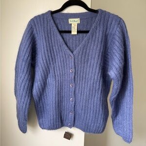 L.L. Bean Periwinkle Mohair Wool Blend Knit Cardigan